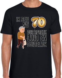 Bellatio Decorations Cadeau T-shirt heren - leeftijd 70 jaar - zwart - luid en duidelijk - verjaardagsfeest M