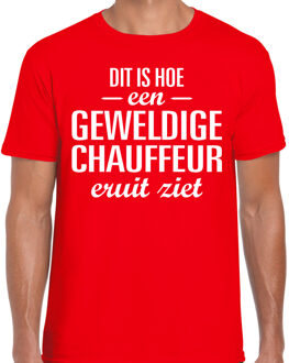 Bellatio Decorations Cadeau T-shirt heren - rood - dit is hoe een geweldige chauffeur eruit ziet - beroep 2XL