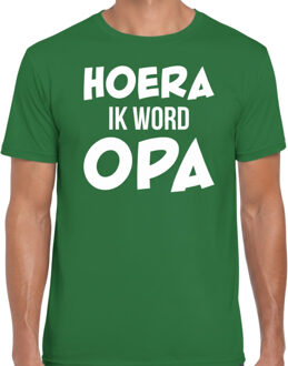 Bellatio Decorations Cadeau T-shirt Opa - Hoera ik word OPA - groen - cadeau grootvader