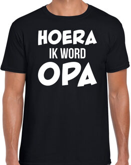 Bellatio Decorations Cadeau T-shirt Opa - Hoera ik word OPA - zwart - cadeau grootvader 2XL