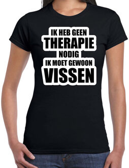 Bellatio Decorations Cadeau t-shirt vissen zwart dames - Geen therapie nodig ik moet gewoon vissen - Hobby shirts L