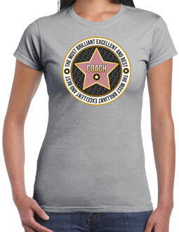 Bellatio Decorations Cadeau t-shirt voor dames - coach - grijs - bedankje - verjaardag S