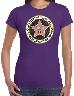 Bellatio Decorations Cadeau t-shirt voor dames - coach - paars - bedankje - verjaardag L