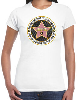 Bellatio Decorations Cadeau t-shirt voor dames - mentor - wit - bedankje - verjaardag L