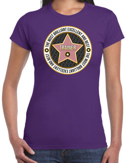 Bellatio Decorations Cadeau t-shirt voor dames - trainer - paars - bedankje - verjaardag L