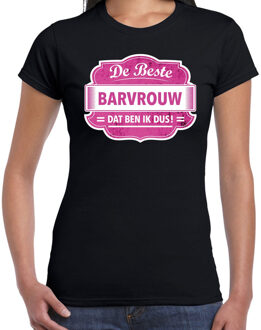 Bellatio Decorations Cadeau t-shirt voor de beste barvrouw zwart voor dames 2XL