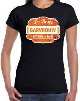 Bellatio Decorations Cadeau t-shirt voor de beste barvrouw zwart voor dames