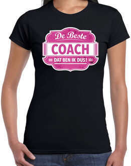 Bellatio Decorations Cadeau t-shirt voor de beste coach zwart voor dames 2XL