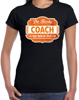 Bellatio Decorations Cadeau t-shirt voor de beste coach zwart voor dames L