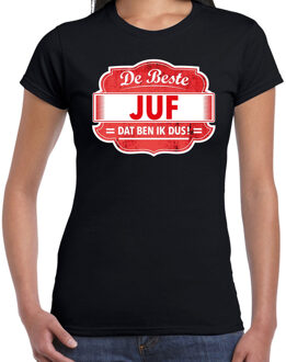 Bellatio Decorations Cadeau t-shirt voor de beste juf zwart voor dames 2XL