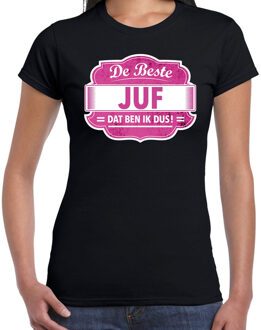 Bellatio Decorations Cadeau t-shirt voor de beste juf zwart voor dames