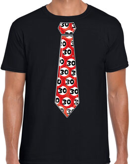 Bellatio Decorations Cadeau T-shirt voor heren - 30 jaar - zwart - stopbord leeftijden - verjaardag S