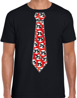 Bellatio Decorations Cadeau T-shirt voor heren - 35 jaar - zwart - stopbord leeftijden - verjaardag S