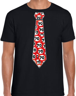 Bellatio Decorations Cadeau T-shirt voor heren - 70 jaar - zwart - stopbord leeftijden - verjaardag