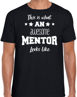 Bellatio Decorations cadeau t-shirt voor heren - awesome mentor - docent/leraar bedankje - zwart 2XL