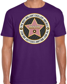 Bellatio Decorations Cadeau t-shirt voor heren - mentor - paars - bedankje - verjaardag S