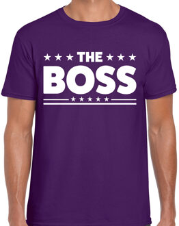 Bellatio Decorations Cadeau T-shirt voor heren - paars - The Boss - Foute Party / thema kleding