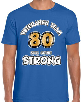 Bellatio Decorations Cadeau T-shirt voor heren - veteranen team - blauw - verjaardag - 80 jaar 2XL