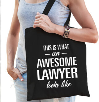 Bellatio Decorations Cadeau tas - Awesome lawyer - advocate - zwart - voor dames - advocaat tasje