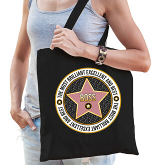 Bellatio Decorations Cadeau tas voor boss/baas - zwart - katoen - 42 x 38 cm - bedankje - verjaardag