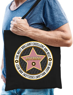 Bellatio Decorations Cadeau tas voor boyfriend/vriend - zwart - katoen - 42 x 38 cm - bedankje - verjaardag