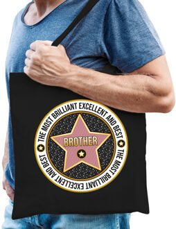 Bellatio Decorations Cadeau tas voor brother/broer - zwart - katoen - 42 x 38 cm - bedankje - verjaardag