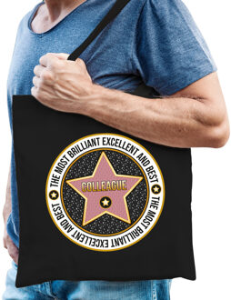 Bellatio Decorations Cadeau tas voor colleague/collega - zwart - katoen - 42 x 38 cm - bedankje - verjaardag