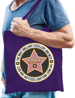 Bellatio Decorations Cadeau tas voor father/vader - paars - katoen - 42 x 38 cm - vaderdag - verjaardag - papa