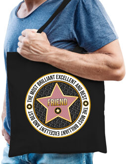 Bellatio Decorations Cadeau tas voor friend/vriend - zwart - katoen - 42 x 38 cm - bedankje - verjaardag