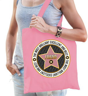 Bellatio Decorations Cadeau tas voor friend/vriendin - roze - katoen - 42 x 38 cm - bedankje - verjaardag