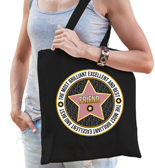 Bellatio Decorations Cadeau tas voor friend/vriendin - zwart - katoen - 42 x 38 cm - bedankje - verjaardag