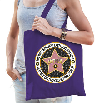 Bellatio Decorations Cadeau tas voor mother/moeder - paars - katoen - 42 x 38 cm - verjaardag - moederdag - mama