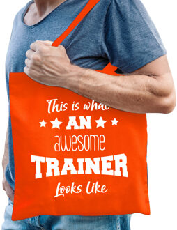 Bellatio Decorations Cadeau tas voor trainers - katoen - 42 x 38 cm - oranje - This is what an awesome trainer looks like