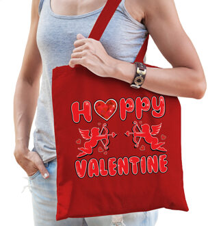 Bellatio Decorations Cadeau tasje Valentijn - Happy Valentine - rood katoen