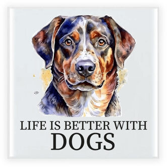 Bellatio Decorations Cadeau tegel hondenliefhebber - Labrador Retriever hond - keramiek - waterverf - 15 x 15 cm