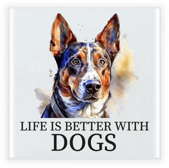 Bellatio Decorations Cadeau tegel hondenliefhebber - Mechelse Herdershond - keramiek - waterverf - 15 x 15 cm Multi