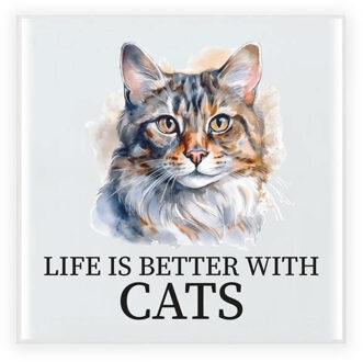 Bellatio Decorations Cadeau tegel kattenliefhebber - Balinees kat/poes - keramiek - waterverf - 15 cm