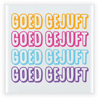 Bellatio Decorations Cadeau tegel voor juf - goed gejuft - keramiek - multi kleuren - 15 cm