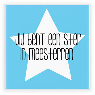 Bellatio Decorations Cadeau tegel voor meester - een ster in meesterren - keramiek - multi kleuren - 15 cm