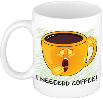 Bellatio Decorations Cadeau/verjaardags mok collega - groen - gapende Smile Emoticon - grappig - keramiek - 300 ml