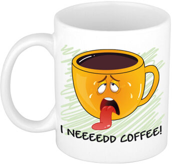 Bellatio Decorations Cadeau/verjaardags mok - groen - tonguitstekende Smile Emoticon - grappig - keramiek - 300 ml