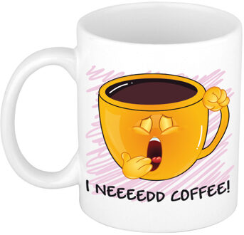 Bellatio Decorations Cadeau/verjaardags mok - roze - gapende smiley - grappig - keramiek - 300 ml - feest mokken