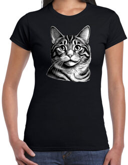 Bellatio Decorations Cadeau/verkleed T-shirt dames - zwart - American Curl kat/poes - kattenliefhebber S