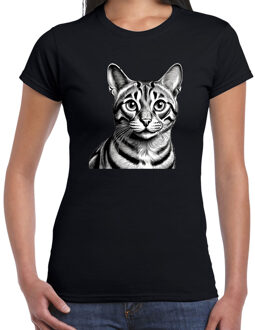 Bellatio Decorations Cadeau/verkleed T-shirt dames - zwart - Bengaal kat/poes - kattenliefhebber M