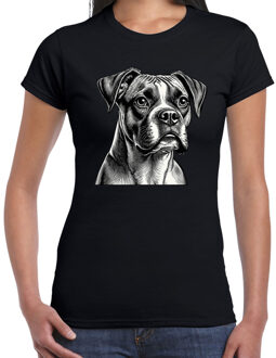 Bellatio Decorations Cadeau/verkleed T-shirt dames - zwart - Boxer hond - hondenliefhebber L