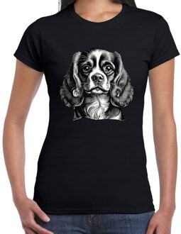 Bellatio Decorations Cadeau/verkleed T-shirt dames - zwart - Cavalier King Charles hond - hondenliefhebber S