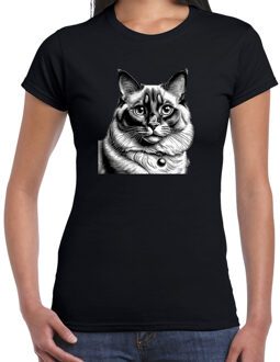 Bellatio Decorations Cadeau/verkleed T-shirt dames - zwart - Ragdoll kat/poes - kattenliefhebber XS