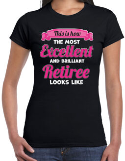 Bellatio Decorations Cadeau/verkleed T-shirt dames - zwart/roze - Pensioen - leukste collega - afscheid