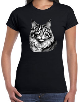 Bellatio Decorations Cadeau/verkleed T-shirt dames - zwart - Siberische Boskat kat/poes - kattenliefhebber M