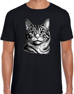 Bellatio Decorations Cadeau/verkleed T-shirt heren - zwart - American Curl kat/poes - kattenliefhebber L